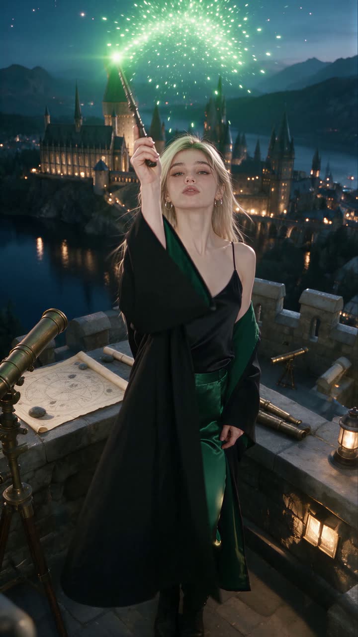 Malfoid in a still from “Malfoid Dances on the Astronomy Tower (the wind had other plans)”