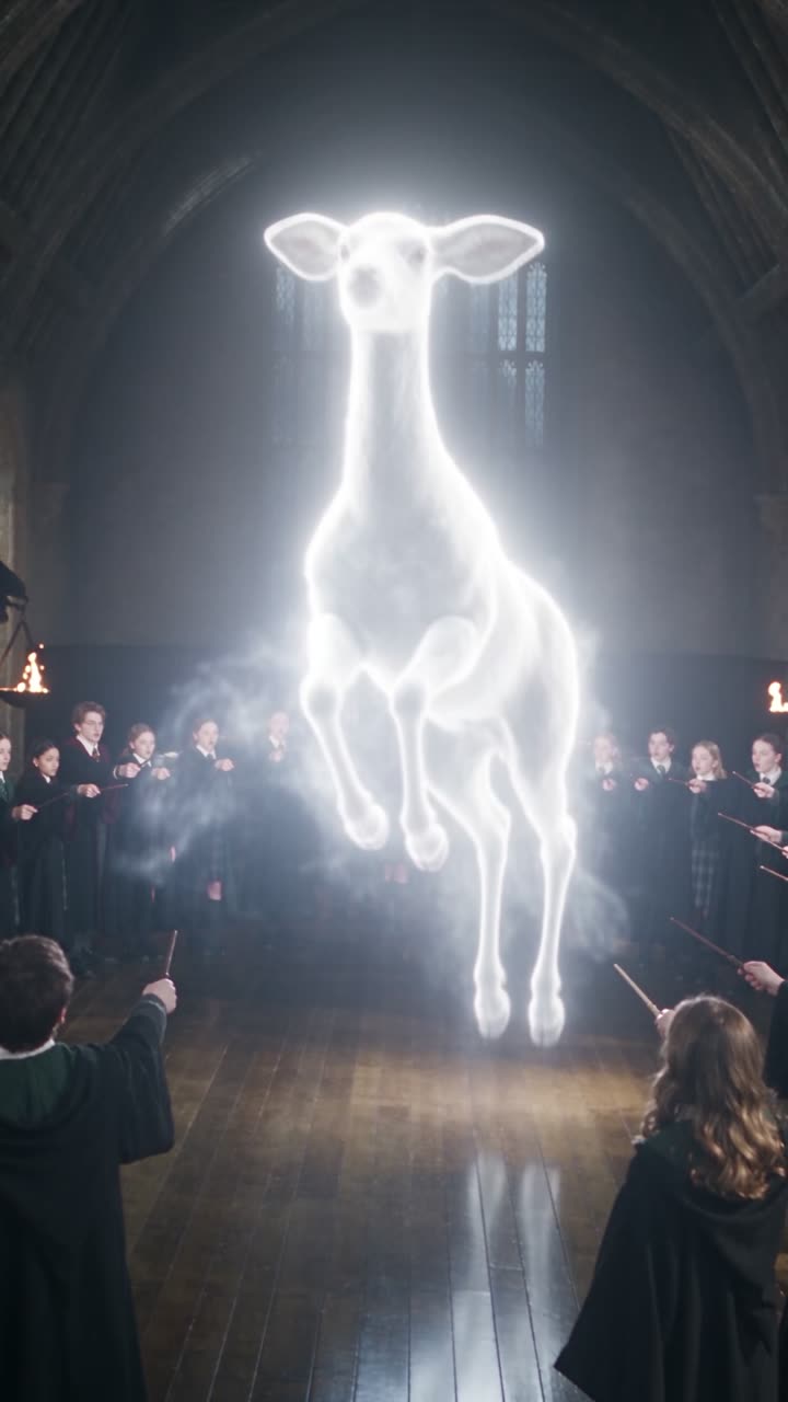 Malfoid, Thea, Odette and the boy in a vaulted dim stone classroom with the desks pushed back